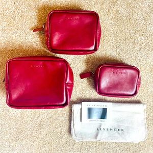 Levenger Burgundy Leather Three Bag Set